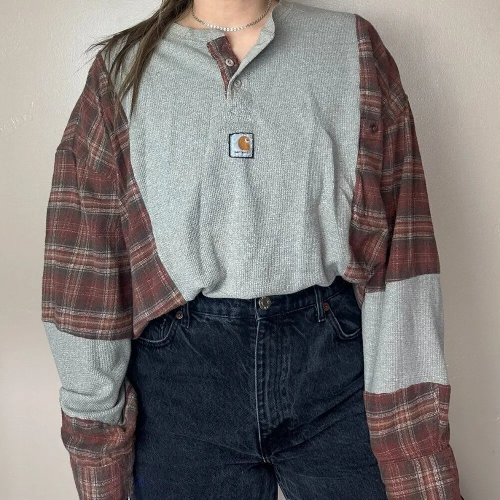 Reworked Vintage Carhartt Flannel Baggy Relaxed Western Long Sleeve Shirt Top